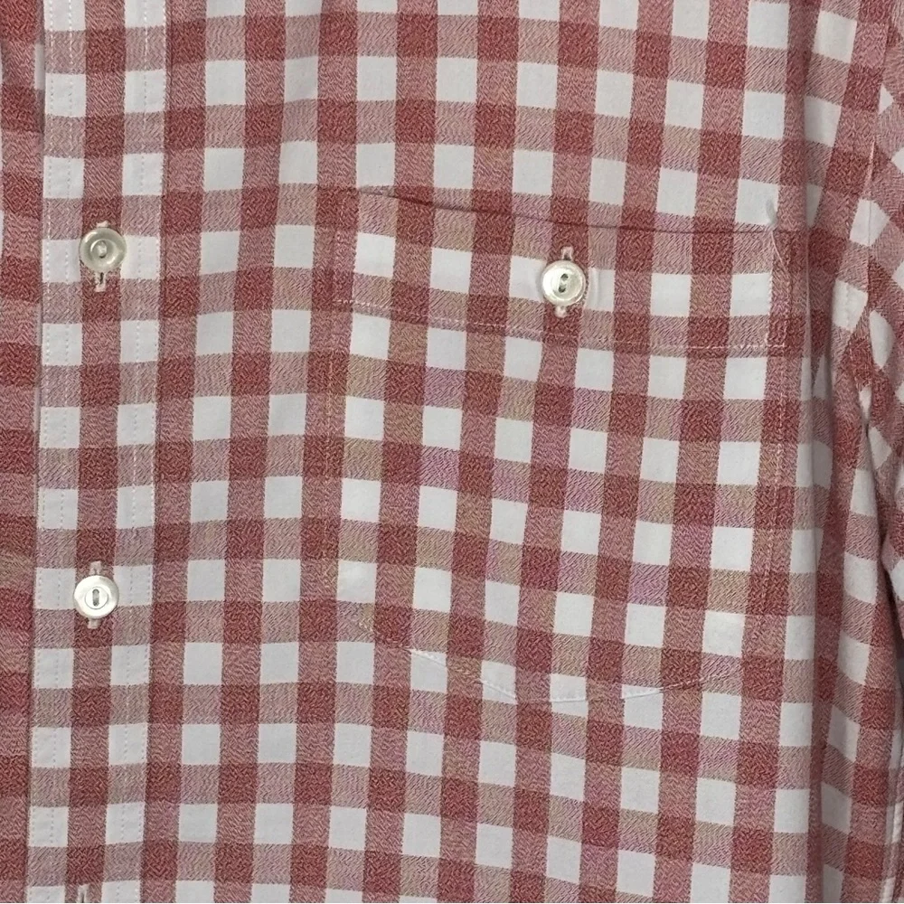 J. Crew Red & White Gingham Check Button Down Shirt Men’s L Long Sleeve Cotton